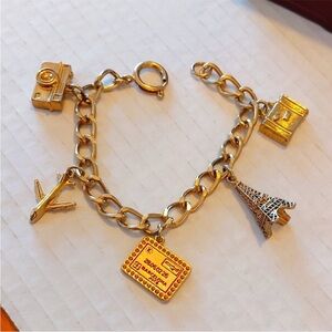 Gold Charm Bracelet with Travel Charms